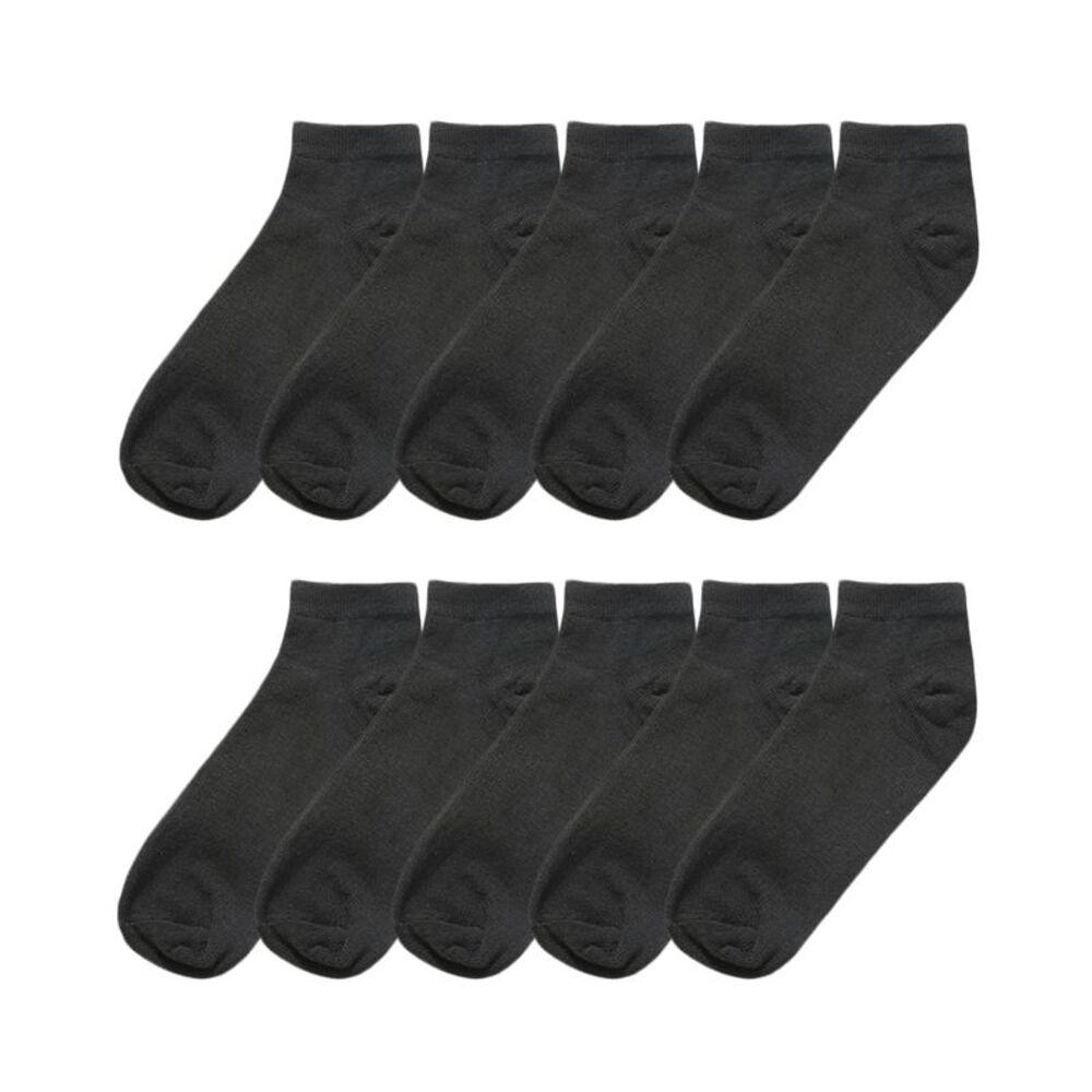 Athletic Low Cut Ankle Socks-Stretch Cuffs Soft 10 Pairs Black